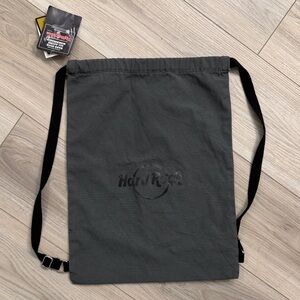 NWT Hard Rock Cafe Charcoal Drawstring Bag with Black Straps